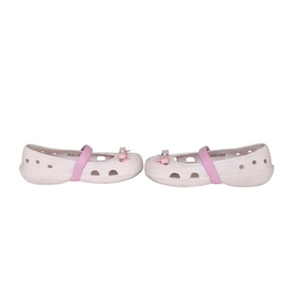 Crocs Keeley Embellished Flats Pink Bow Mary Janes Girls 12 Dress Shoes Ballet - Picture 6 of 8